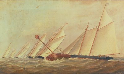 Kutter und Schoner umfahren das Mouse-Feuerschiff von Arthur Wellington Fowles